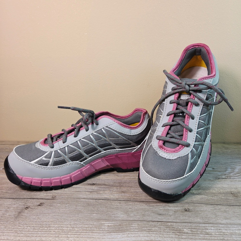 Caterpillar Steel Toe Work Shoes Womens 8.5 Grey Pink Ergo Safety Sneaker P90501